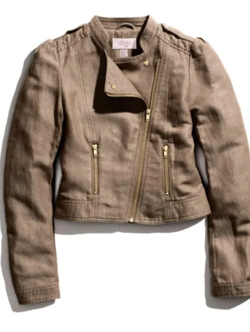 H&M The Garden Collection Taupe Moto Jacket Size 6